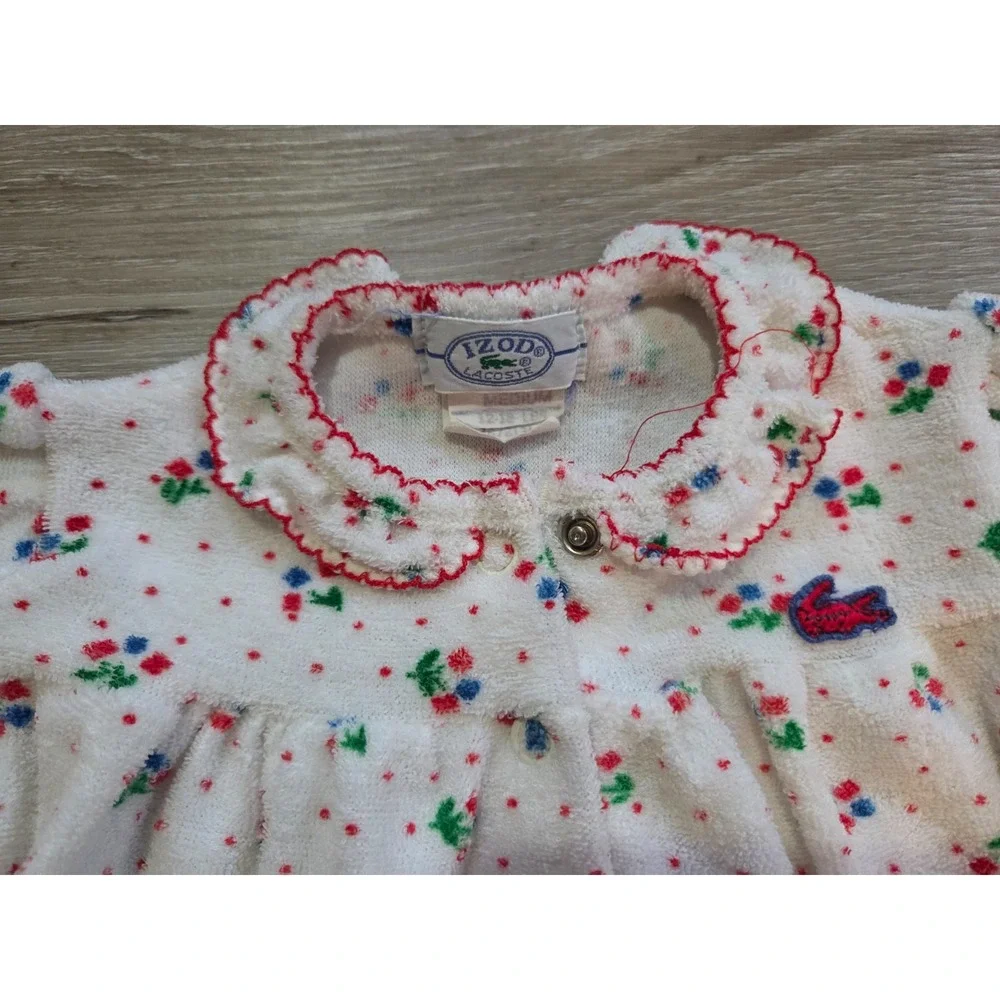 Vintage 80s Izod Lacoste Footed Baby Sleeper 12-18 lbs White Terry Cloth Snap